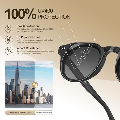 Carfia Retro Mens Sunglasses for Womens UV400 حماية أسيتات أزياء مربع الأزياء in Saudi Arabia