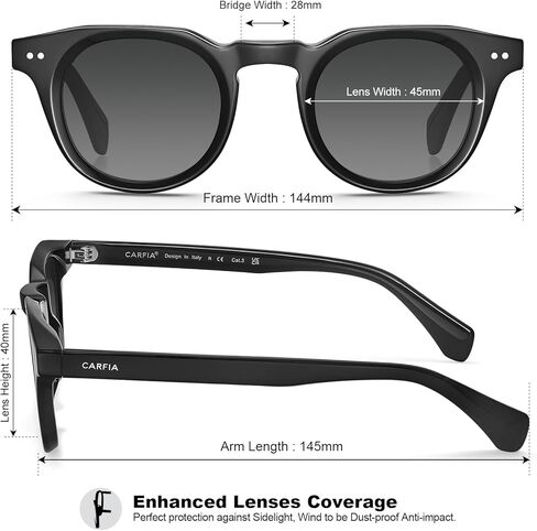 Carfia Retro Mens Sunglasses for Womens UV400 حماية أسيتات أزياء مربع الأزياء in Saudi Arabia