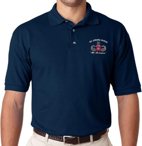82ND Airborne Division All American Left Chest Emblem Embroidered Polo Shirt in Saudi Arabia