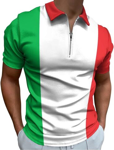 Italian Flag Golf Polo Shirts for Men Casual Short Sleeve Collared Athletic Tee in Saudi Arabia