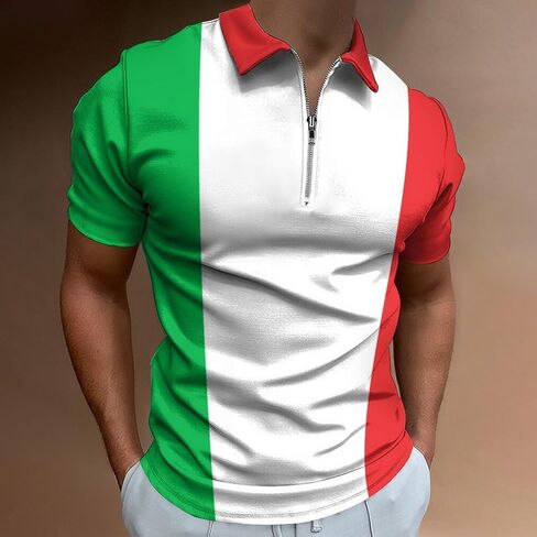 Italian Flag Golf Polo Shirts for Men Casual Short Sleeve Collared Athletic Tee in Saudi Arabia