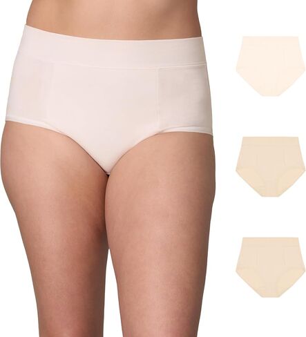 PLAYTEX Women's Brief Pack, Plus-Size Underwear Available, Tummy Smoothing, Moisture-Wicking, 3-Pack in Saudi Arabia