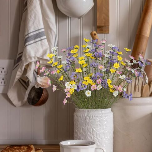16 Pcs Artificial Wildflowers with Stems Bulk Silk Spring Flowers Floral Picks 21inch Fake Forsythia Branches Faux Wildflowers Arrangements for Home Decor Indoor Outdoor Wedding Centerpieces in Kuwait