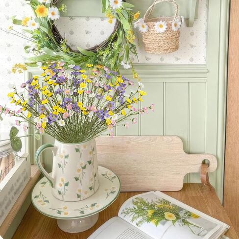 16 Pcs Artificial Wildflowers with Stems Bulk Silk Spring Flowers Floral Picks 21inch Fake Forsythia Branches Faux Wildflowers Arrangements for Home Decor Indoor Outdoor Wedding Centerpieces in Kuwait