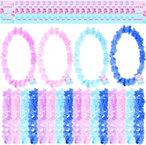 Hoteam Hawaiian Leis Bulk Tropical Flower Lei Hawaiian Stnedaces with Cartoonshed Home Card Blue Light Blue Pink Cartoon Givel Alien for Luau Beach Hawaii Party Fired Decoration in Kuwait