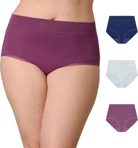 PLAYTEX Women's Brief Pack, Plus-Size Underwear Available, Tummy Smoothing, Moisture-Wicking, 3-Pack in Saudi Arabia