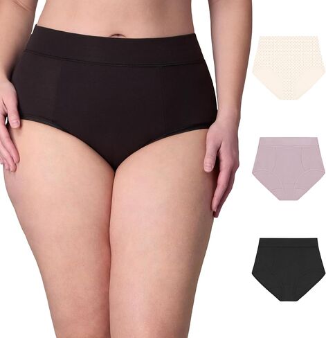 PLAYTEX Women's Brief Pack, Plus-Size Underwear Available, Tummy Smoothing, Moisture-Wicking, 3-Pack in Saudi Arabia