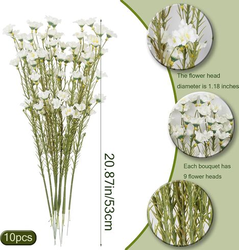 16 Pcs Artificial Wildflowers with Stems Bulk Silk Spring Flowers Floral Picks 21inch Fake Forsythia Branches Faux Wildflowers Arrangements for Home Decor Indoor Outdoor Wedding Centerpieces in Kuwait
