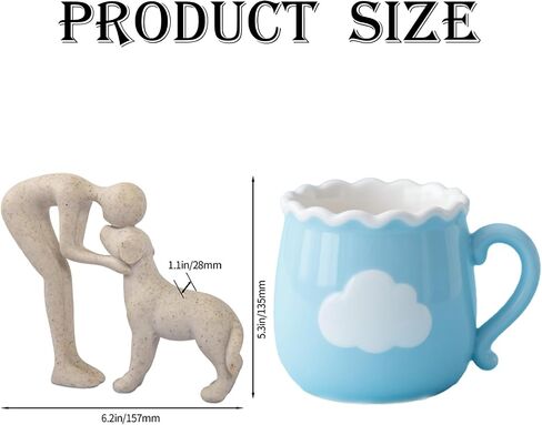 Dog Sculpture Home Decor Statue: Cute Man and Dog Statue for Home Décor Pet Memorial Present for Dogs Lovers Resin Collectible Figurine for Living Room Office Bedroom or Tabletop Display (Sandstone) in Saudi Arabia