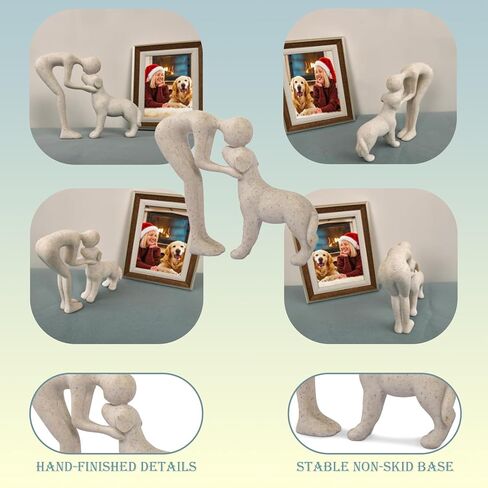Dog Sculpture Home Decor Statue: Cute Man and Dog Statue for Home Décor Pet Memorial Present for Dogs Lovers Resin Collectible Figurine for Living Room Office Bedroom or Tabletop Display (Sandstone) in Saudi Arabia