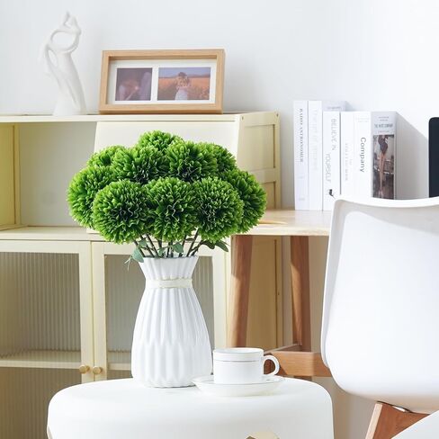 10pcs Artificial Yellow Flowers Faux Flowers Chrysanthemums Ball Silk Larger Fake Mums Flowers with Stems for Mother's Day Easter Wedding Bouquet Home Table Kitchen Decor Indoor (Yellow) in Kuwait