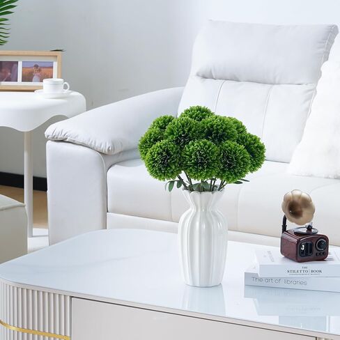 10pcs Artificial Yellow Flowers Faux Flowers Chrysanthemums Ball Silk Larger Fake Mums Flowers with Stems for Mother's Day Easter Wedding Bouquet Home Table Kitchen Decor Indoor (Yellow) in Kuwait