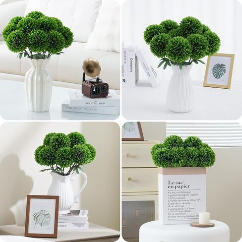 10pcs Artificial Yellow Flowers Faux Flowers Chrysanthemums Ball Silk Larger Fake Mums Flowers with Stems for Mother's Day Easter Wedding Bouquet Home Table Kitchen Decor Indoor (Yellow) in Kuwait