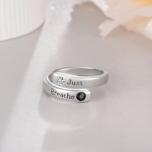 Let Them/Just Breathe/Faith Over Fear Ring 925 Sterling Silver Inspirational Gift for Women Men Healing Wrap Open Adjustable Encouragement Jewelry Gift to Friends in Saudi Arabia