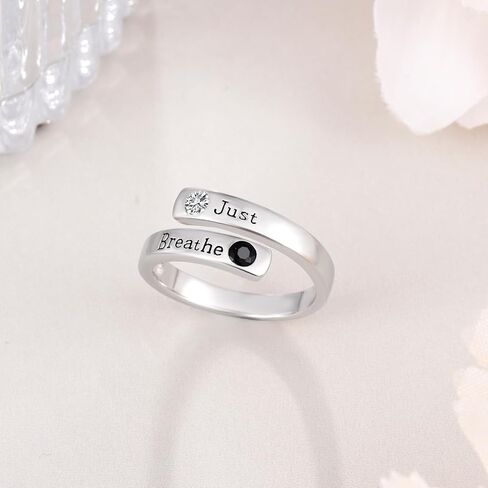 Let Them/Just Breathe/Faith Over Fear Ring 925 Sterling Silver Inspirational Gift for Women Men Healing Wrap Open Adjustable Encouragement Jewelry Gift to Friends in Saudi Arabia