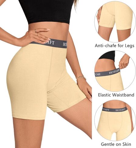 HOTGIFT Womens Boxer Shorts Cotton Boyshorts Underwear Anti Chafing Bike Shorts Leggings 4 Pack in Saudi Arabia