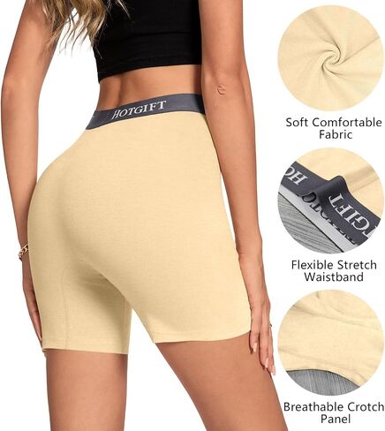 HOTGIFT Womens Boxer Shorts Cotton Boyshorts Underwear Anti Chafing Bike Shorts Leggings 4 Pack in Saudi Arabia