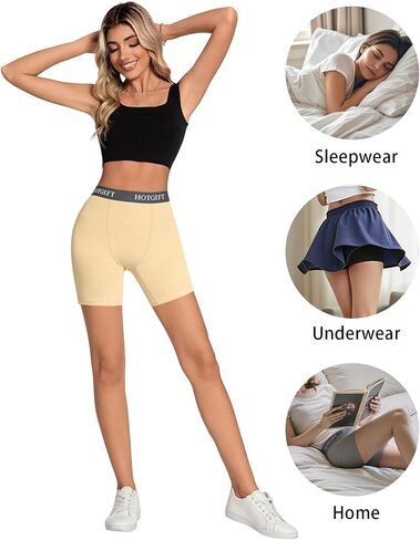 HOTGIFT Womens Boxer Shorts Cotton Boyshorts Underwear Anti Chafing Bike Shorts Leggings 4 Pack in Saudi Arabia