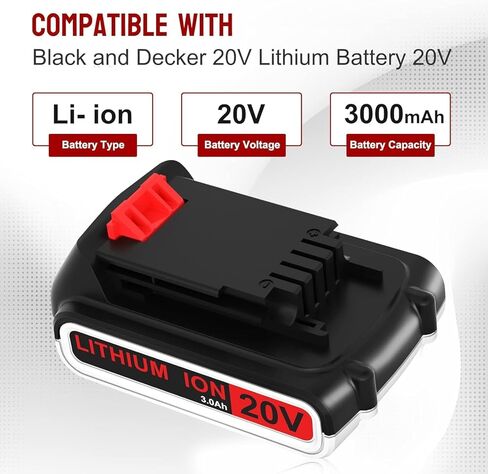 3.0Ah LBXR20 Lithium Replacement Battery for Black and Decker 20V Battery Max LB20 LBX20 LST220 LBXR20B-2 LB2X4020 Compatible with Black and Decker 20 Volt Tools LCS1020 LDX20C LSW221 BDCDMT120 in Kuwait