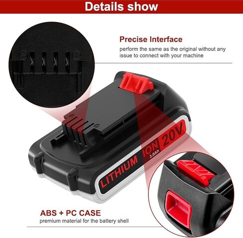 3.0Ah LBXR20 Lithium Replacement Battery for Black and Decker 20V Battery Max LB20 LBX20 LST220 LBXR20B-2 LB2X4020 Compatible with Black and Decker 20 Volt Tools LCS1020 LDX20C LSW221 BDCDMT120 in Kuwait