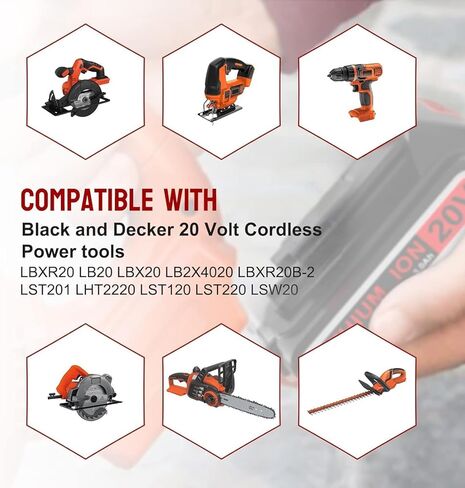 3.0Ah LBXR20 Lithium Replacement Battery for Black and Decker 20V Battery Max LB20 LBX20 LST220 LBXR20B-2 LB2X4020 Compatible with Black and Decker 20 Volt Tools LCS1020 LDX20C LSW221 BDCDMT120 in Kuwait