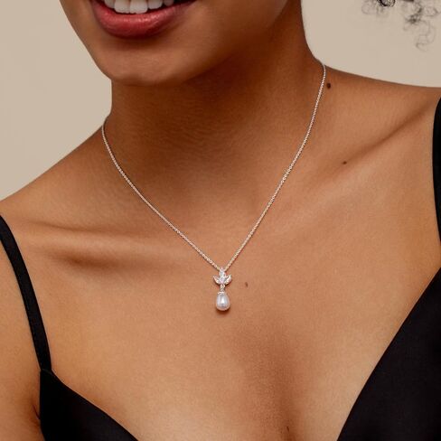 Pearl Necklaces for Women Trendy,14k Gold Plated Pearl Pendant Necklace Dainty Wedding Necklace Small Cute Gold Choker Necklace for Women Non Tarnish Gold Prom Jewelry Fashion Bridesmaids Gifts in Kuwait