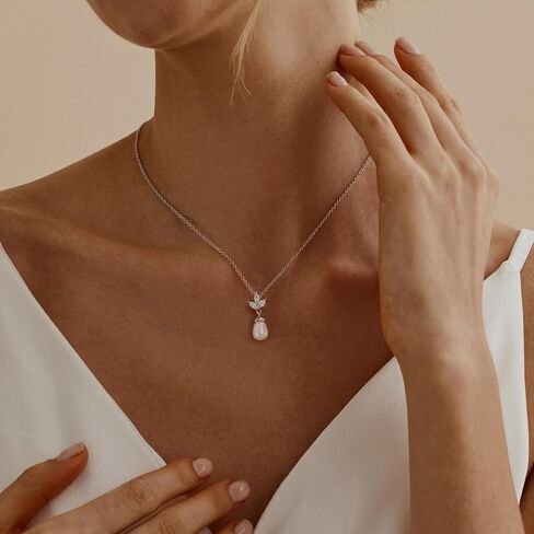 Pearl Necklaces for Women Trendy,14k Gold Plated Pearl Pendant Necklace Dainty Wedding Necklace Small Cute Gold Choker Necklace for Women Non Tarnish Gold Prom Jewelry Fashion Bridesmaids Gifts in Kuwait