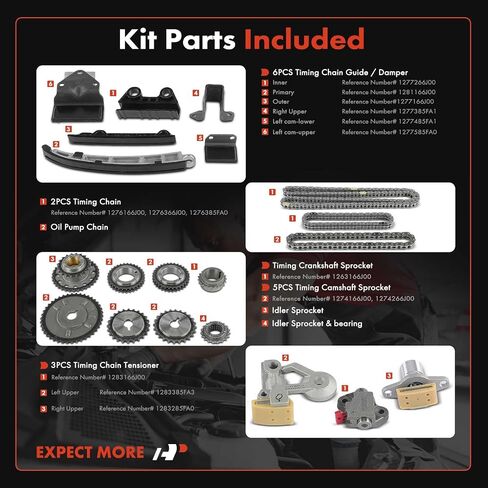 A-Premium 20PCS Engine Timing Chain Kit W/Sprocket & Tensioner & Guide Compatible with Suzuki Grand Vitara 2006 2007 2008 - V6 2.7L - Replace# 1274166J00 in Saudi Arabia