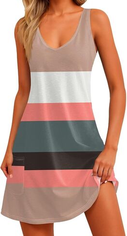 فساتين صيفية للسيدات 2025 Vneck Sundress Sundress Beach Dresses Dresses Dresses Dust Boho مع جيوب in Kuwait