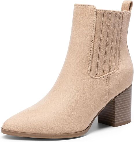 DREAM PAIRS Women's Ankle Boots Pointed Toe Chunky Block Heel Ankle Bootie Fall Short Booties Shoes in Saudi Arabia