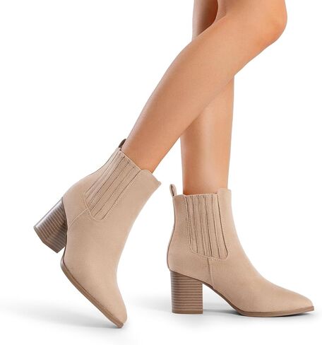 DREAM PAIRS Women's Ankle Boots Pointed Toe Chunky Block Heel Ankle Bootie Fall Short Booties Shoes in Saudi Arabia