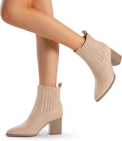 DREAM PAIRS Women's Ankle Boots Pointed Toe Chunky Block Heel Ankle Bootie Fall Short Booties Shoes in Saudi Arabia