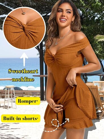 Kaei & shi twist Romper Front Franch Romper ، فستان قصير مثير ، نساء قبالة الفساتين المصغرة على الكتف in Kuwait