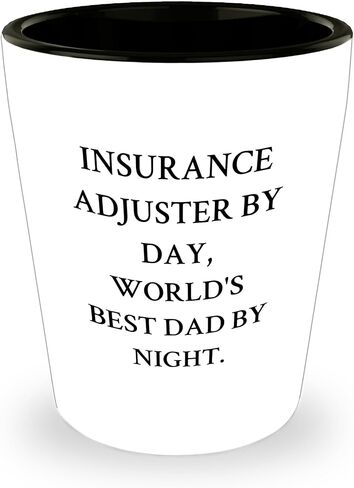 Insurance Adjuster Gifts, Funny Shot Glass for Christmas, World's Best Dad by Night, 1.5oz Ceramic Shot Glass, Microwave and Dishwasher Safe in Saudi Arabia