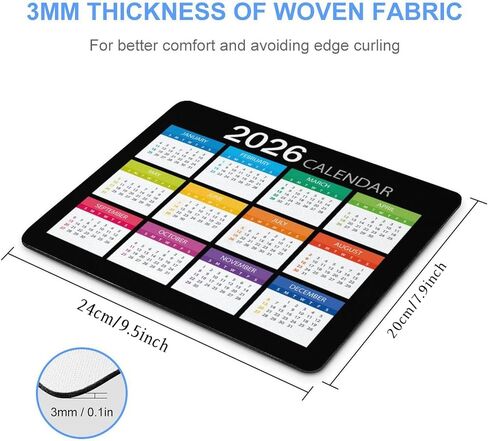 تقويم لوحة الماوس 2025، تقويمات لوحات ماوس الكمبيوتر، حصيرة مكتب مطاطية غير قابلة للانزلاق، لوحة مفاتيح ألعاب مكتبية (9.45 × 7.87 بوصة) in Kuwait