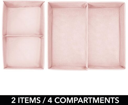 mDesign Fabric Drawer Organizer Bins, Kids/Baby Nursery Dresser, Closet, Shelf, Playroom Organization, Hold Clothes, Toys, Diapers, Bibs, Blankets, Set of 2, 4 Pack, Gray/White Polka Dot in Kuwait