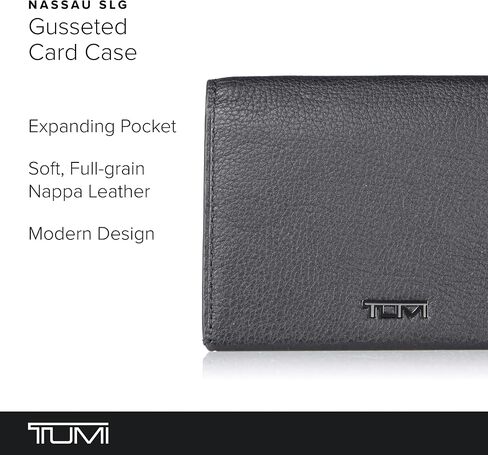 TUMI - Nassau Gusseted Card Case - Card Holder Wallet for Men & Women - With ID Window - Nappa Leather Material - Black Texture- in Saudi Arabia