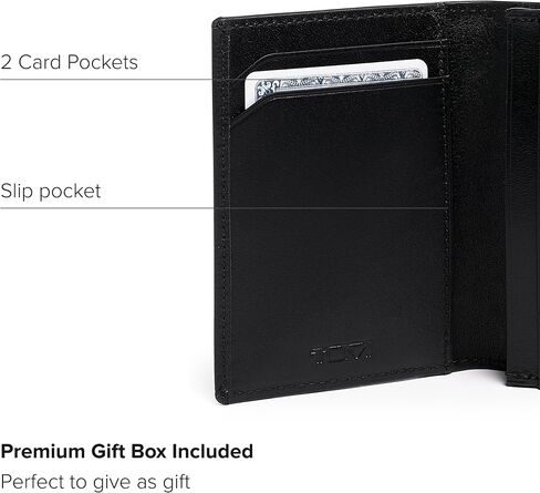 TUMI - Nassau Gusseted Card Case - Card Holder Wallet for Men & Women - With ID Window - Nappa Leather Material - Black Texture- in Saudi Arabia