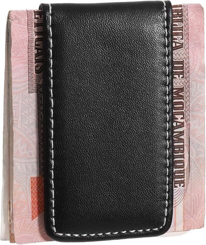 Black Magnetic Money Clip Minimalist Design Cash Wallet Slim Leather Business Money Holder for Card Men Wallet in Saudi Arabia