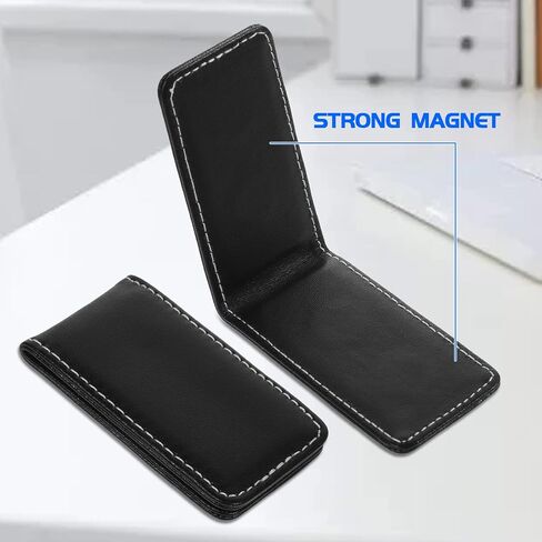 Black Magnetic Money Clip Minimalist Design Cash Wallet Slim Leather Business Money Holder for Card Men Wallet in Saudi Arabia