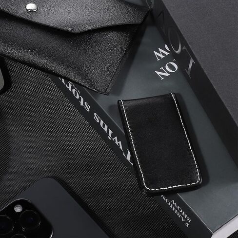 Black Magnetic Money Clip Minimalist Design Cash Wallet Slim Leather Business Money Holder for Card Men Wallet in Saudi Arabia