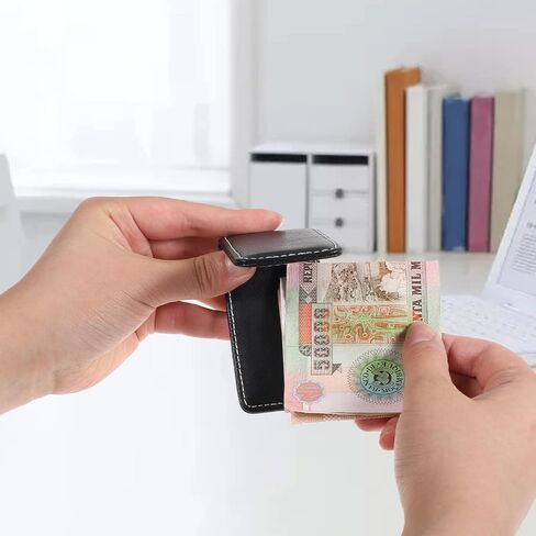 Black Magnetic Money Clip Minimalist Design Cash Wallet Slim Leather Business Money Holder for Card Men Wallet in Saudi Arabia