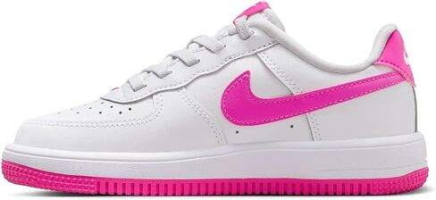 Nike Force 1 Low EasyOn Little Kids' Shoes (FN0237-102, White/Laser Fuchsia) Size 11 in Saudi Arabia