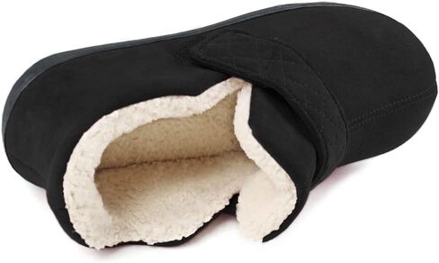 Zizor Womens Slipper Adjustable, Velcro House Shoes for Diabetic, My pillow Memory Foam, Indoor Outdoor, Ladies Ankle Pantuflas with Rubber Sole, Warm Gifts (Dark Grey, Size 11 Wide) in Saudi Arabia