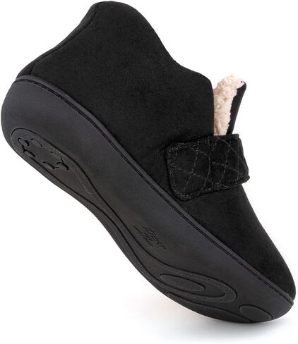 Zizor Womens Slipper Adjustable, Velcro House Shoes for Diabetic, My pillow Memory Foam, Indoor Outdoor, Ladies Ankle Pantuflas with Rubber Sole, Warm Gifts (Dark Grey, Size 11 Wide) in Saudi Arabia