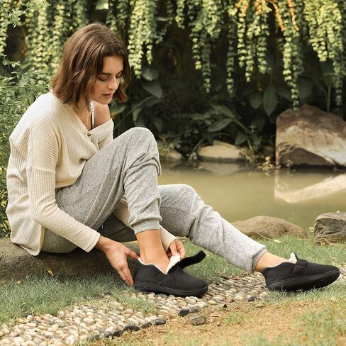 Zizor Womens Slipper Adjustable, Velcro House Shoes for Diabetic, My pillow Memory Foam, Indoor Outdoor, Ladies Ankle Pantuflas with Rubber Sole, Warm Gifts (Dark Grey, Size 11 Wide) in Saudi Arabia
