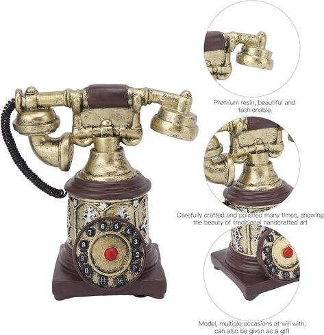 KIMISS Vintage Hand Telephone Decoration - Antique Landline Home Decor, Retro Dial Ornament for Cafes, Living Rooms, and Offices (-30) in Saudi Arabia