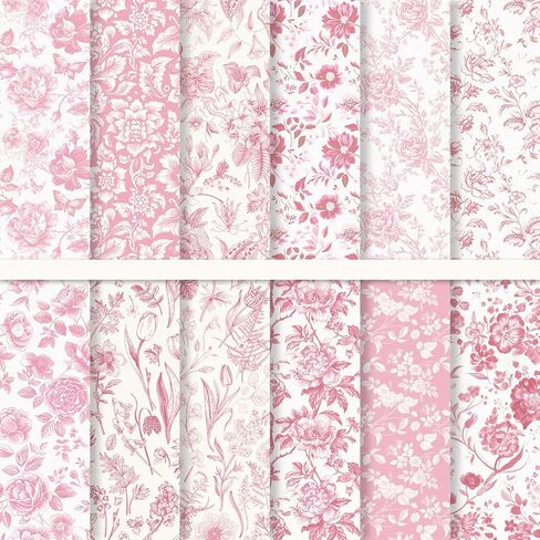 24 Sheets Blue Floral Pattern Paper Vintage Flower Scrapbook Specialty Paper Double Sided Chinoiserie Craft Paper for DIY Card Making Photo Album Decor, 6 x 6 Inch in Saudi Arabia