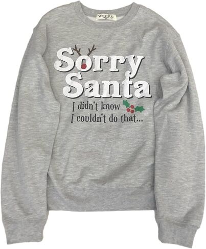 Womens (Jrs) Gray Sorry Santa Christmas Holiday Sweat Shirt Sweatshirt in Saudi Arabia