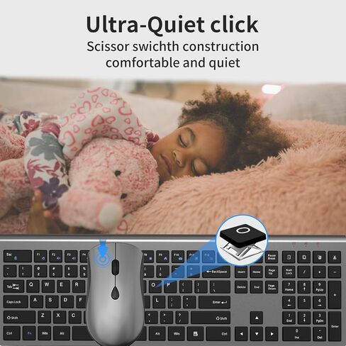 لوحة المفاتيح اللاسلكية الصامتة ، لوحة مفاتيح Slim USB اللاسلكية مع لوحة مفاتيح رقمية ، زر حاسبة ، تصميم مفتاح القدم الرفيع للغاية ، الكتابة الكاملة الحجم والهدوء ، للكمبيوتر المحمول ، الكمبيوتر ، Windows 11/10/8 in Kuwait